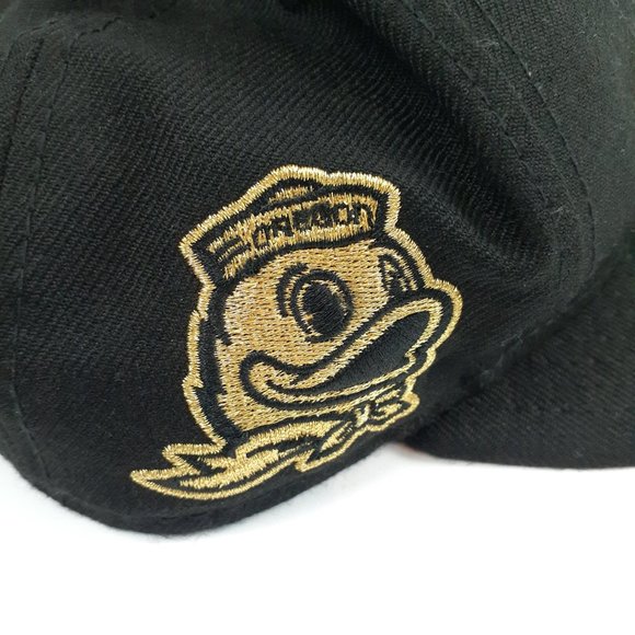 New Era Oregon Ducks Baseball Cap 100% Wool Gold Black Adjustable Snap Back Cap - Picture 8 of 16
